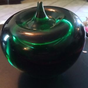 Lustrous Emerald Glass Apple Ornament
